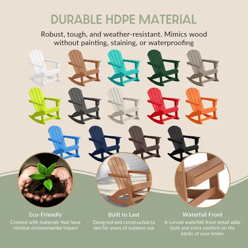 Miniatura 113 de WestinTrends Silla mecedora Malibu de poliéster para exterior/patio Adirondack, Negra