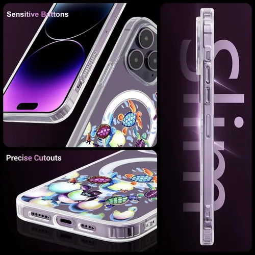 Miniatura 4 de Roemary Funda con Tortugas Arcoíris para iPhone 13 con Diseño MagSafe, Funda Transparente de TPU con Carga Inalámbrica Magnética para iPhone 13