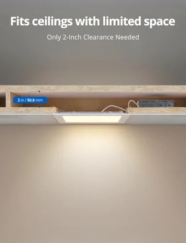 Miniatura 3 de Paquete de 2 luces LED empotrables cuadradas de 8 pulgadas, 5CCT seleccionables para remodelación de cocina, luz descendente delgada sin lata IC
