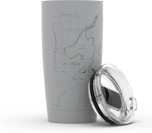 Miniatura 92 de Well Told Vaso de café aislado con diseño grabado de mapa de Atlanta Georgia, taza de acero inoxidable grabada (20 onzas, negro) con diseño de mapa