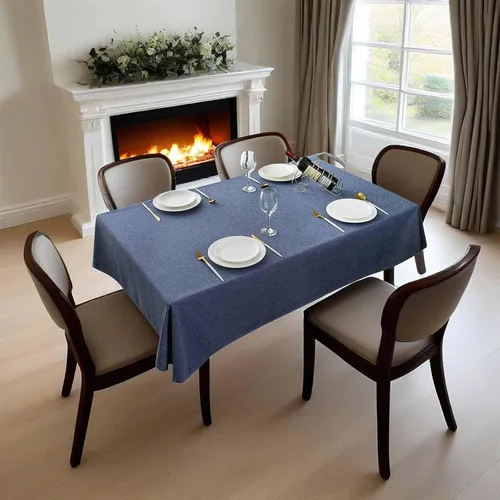 Miniatura 15 de Qidordour Mantel Redondo, 60 pulgadas de Diámetro, Mantel de Lino Sintético, Resistente al Agua, A Prueba de Derrames, Limpiable, Cubierta de Mesa