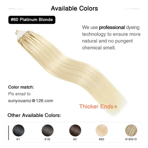 Miniatura 3 de SUYYA Micro Links - Extensiones de cabello humano de color rubio platino, micro bucle, extensiones de cabello humano lacio, 50 hebras, 1.41