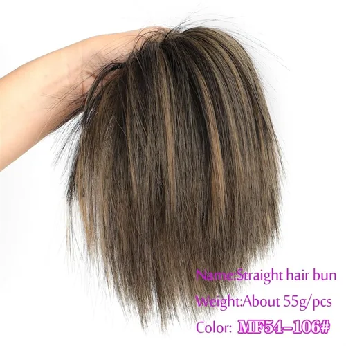 Miniatura 2 de GRFIT Extensiones de moño de cabello sintético, extensiones de moño de cabello sintético desordenado, esponjoso, lacio, banda elástica, moño, 106