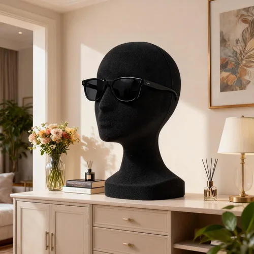 Miniatura 5 de Maniquí de espuma, modelo de cabeza femenina, peluca, sombrero de cabello, maniquí de espuma, color blanco (negro)