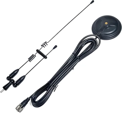 Miniatura 4 de UAYESOK Antena móvil magnética de aumento de señal, actualización para HT, 6.6 ft/27.6 in y GMRS Antena de radio Jamón PL259 para Baofeng UV-5R