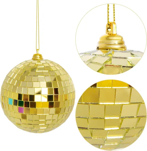 Miniatura 3 de 2 Piezas de Bolas de Espejo de Discoteca Bolas Colgantes para Efecto de Luz de DJ de Discoteca de los 50s 60s 70s Fiesta Decoración del Hogar