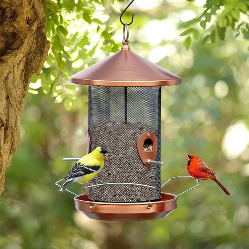 Miniatura 7 de Comederos grandes para pájaros para exterior: metal de 12.6 pulgadas para colgar al aire libre con cobre para decoración exterior de jardín Patio