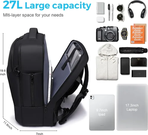 Miniatura 3 de TANGCORLE - Mochila de viaje, mochila de mano aprobada por aerolíneas para viajes, mochila para laptop de 17.3 pulgadas para hombres, Mediana