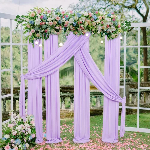 Miniatura 7 de Tela drapeada para arco de boda, 6 paneles de tela de gasa blanca, cortinas de telón de fondo transparente de 6 yardas para decoración de baby Blanco