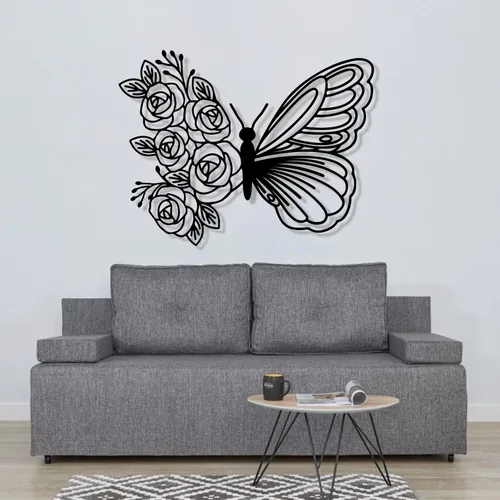 Miniatura 2 de Arte de pared para decoración de mariposa, decoración de pared de mariposa bohemia para colgar en la pared, decoración de mariposa de metal, Negro