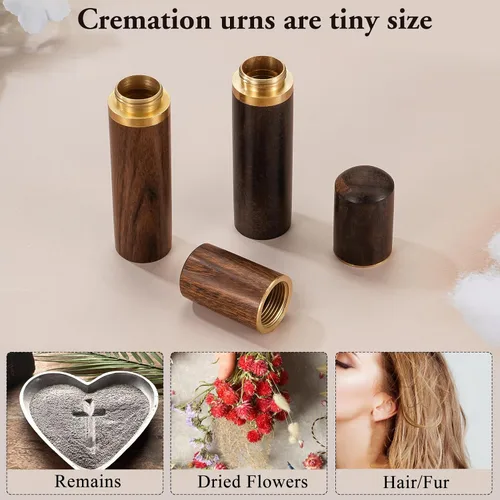 Miniatura 7 de SOITIS Juego de dos pequeñas urnas de madera, mini urnas para cenizas, urnas de cremación para cenizas humanas, urnas decorativas, recuerdo