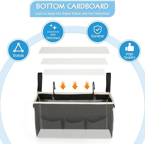 Miniatura 6 de Organizador de almacenamiento para cabecera/Bolsa de almacenamiento colgante para cabecera, literas, dormitorios, soporte para libros, teléfono