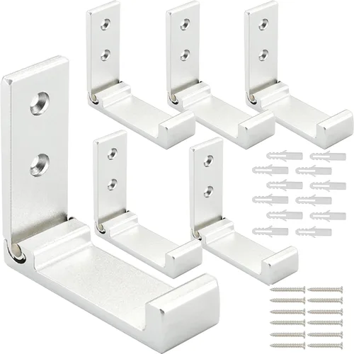 Miniatura 9 de Ganchos plegables para abrigos, ganchos plegables de pared para colgar de aleación de aluminio, colgador de tela, soporte para auriculares, gancho