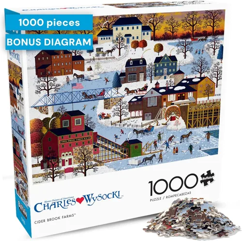 Buffalo Games Charles Wysocki - Rompecabezas de 1000 piezas con escena de invierno festivo, 26.75 x 19.75 pulgadas, a partir de 14 años, póster