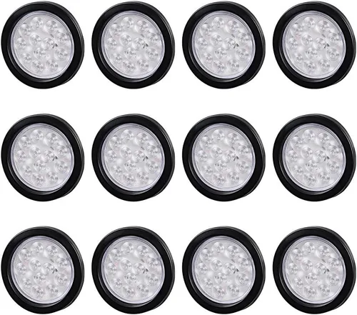 Miniatura 59 de Kit de tapones de cableado con cubierta de hule para luz trasera LED redonda de 4", 12 ledes, para RV, camioneta Luz roja - Lente transparente