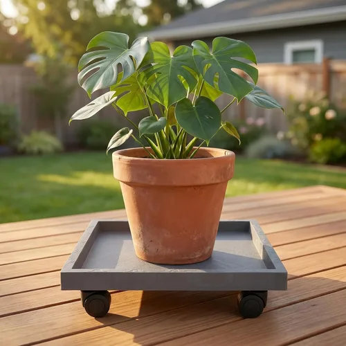Miniatura 2 de ERINGOGO Flpwer - Carretilla cuadrada para plantas, 16 pulgadas, con ruedas bloqueables, soporte de metal resistente para plantas, plataforma