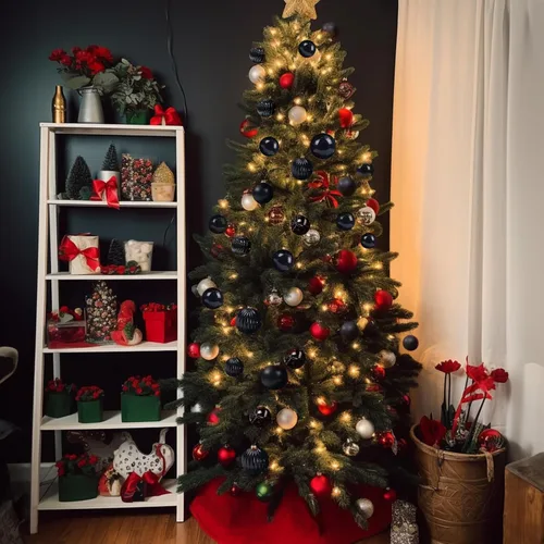 Miniatura 75 de AMS Esferas de Navidad de 2.36 pulgadas/60mm, 34 unidades, adornos grandes, decoraciones para fiestas, inastillables, colgantes festivos para Negro
