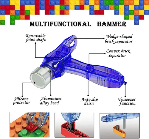 Miniatura 3 de Kit de herramientas de bloques de construcción, separador de ladrillos, juego de herramientas de mini bloques, martillo multifuncional, alicates
