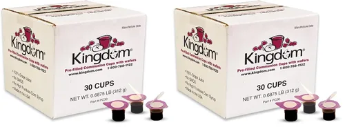 Miniatura 13 de Kingdom Taza de comunión precargada con obleas (jugo rojo de 250 quilates) sellada en un recipiente de una sola porción con hasta 1 año de vida