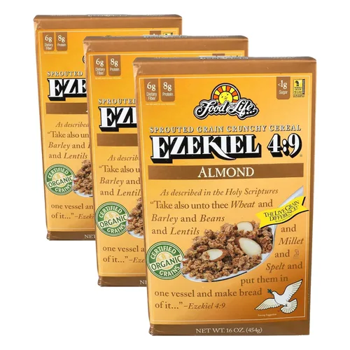 Food For Life Ezequiel 4:9 Cereal de grano germinado orgánico, almendra, 16 onzas (paquete de 3)