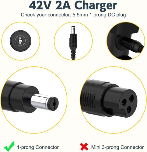 Miniatura 4 de Cargador de 42 V para bicicleta eléctrica Swagtron Swagcycle EB Series (no para neumáticos EB6 Fat Tire) EB8 Fat Tire, EB9, EB10, EB11, EB12 EB-15