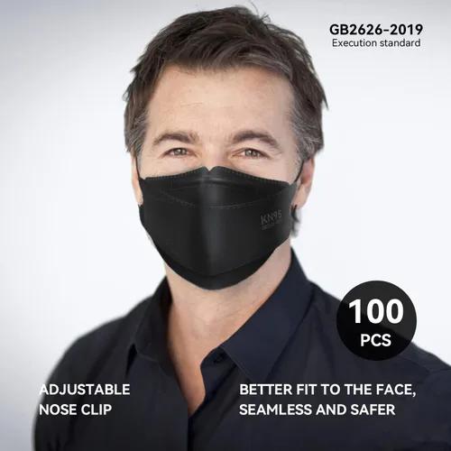 Miniatura 6 de Keangs - KN95 - Mascarillas para adultos y adolescentes, transpirables, protectoras, desechables, paquete de 100 unidades, color negro Negro-adultos
