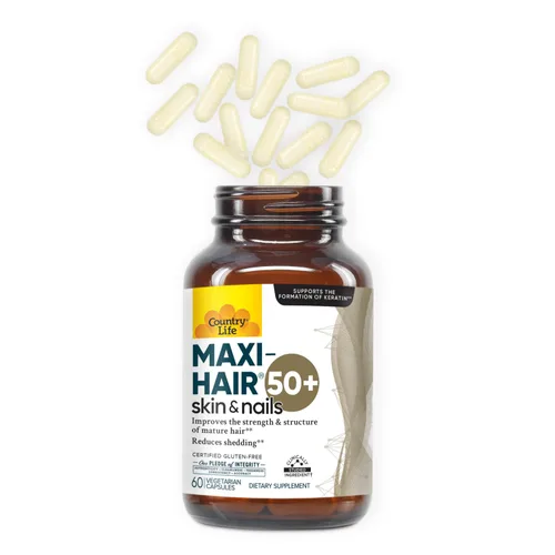Miniatura 5 de Country Life Maxi-Hair 50+ - Suplemento para cabello, piel y uñas a base de biotina para mujeres y hombres mayores de 50 años Apoya el crecimiento