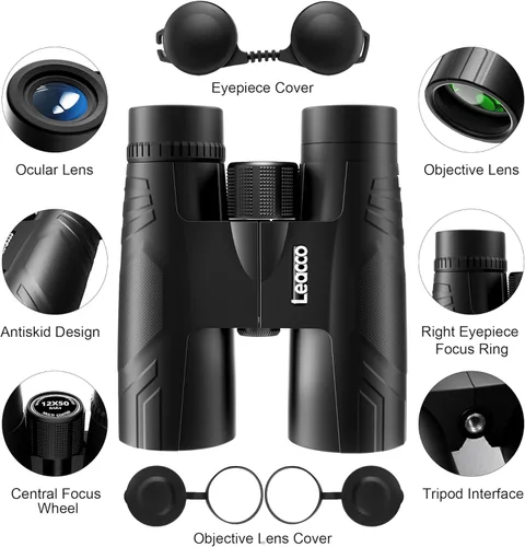 Miniatura 2 de Leacco Prismáticos compactos de 10 x 25 para adultos y niños, vista grande, binoculares pequeños impermeables con visión de poca luz BAK4, lente FMC