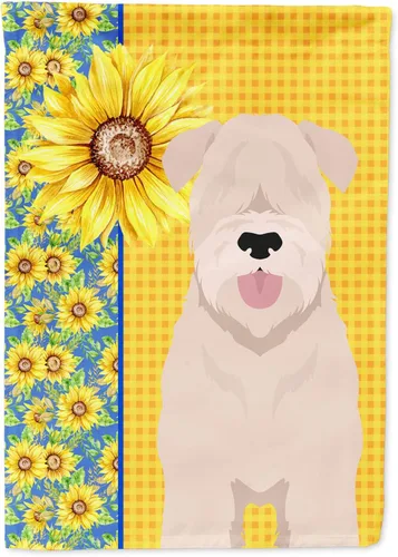 Miniatura 268 de Caroline's Treasures WDK5331CHF - Bandera de verano con diseño de girasoles rojos y blancos, manga grande, para porche, para colgar en la pared