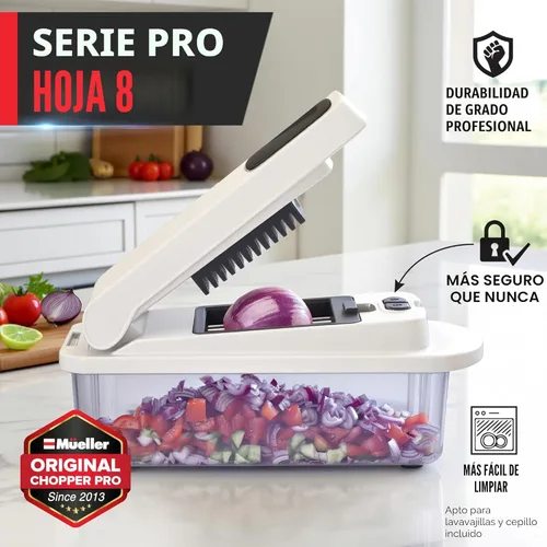 Miniatura 2 de Mueller El verdadero picador original profesional desde 2013 Cortador de verduras mandolina, picador de alimentos de 8 cuchillas, picador de cebolla