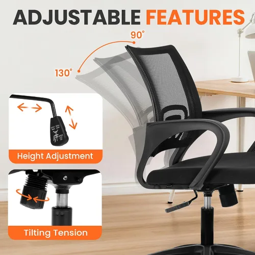 Miniatura 6 de NEO Chair Silla de computadora de oficina con respaldo medio, asiento ergonómico de malla para juegos, cómodo soporte lumbar, ruedas giratorias