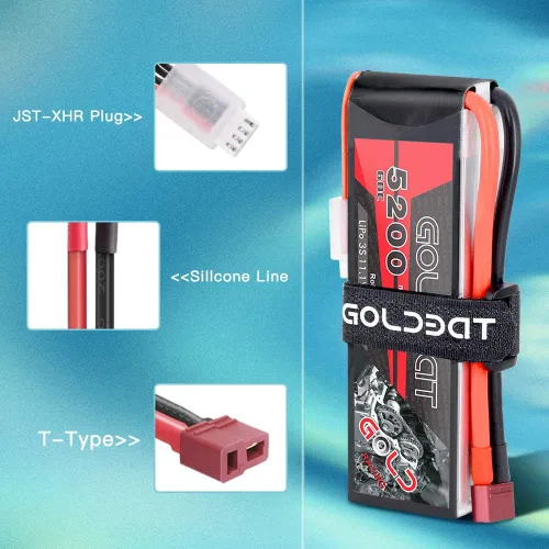 Miniatura 4 de GOLDBAT 5200mAh 60C 11.1V 3S Lipo RC Batería corta con conector T Softcase Pack para RC Car Truck Quadcopter Avión Helicóptero Barco