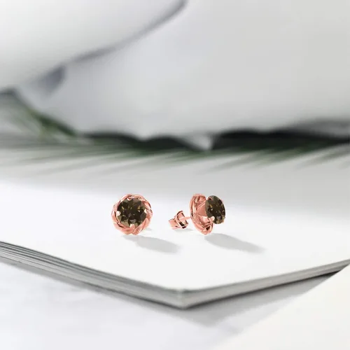 Miniatura 417 de Gem Stone King Aretes de plata de ley 925 de 0.236 in con piedra natal redonda para mujer
