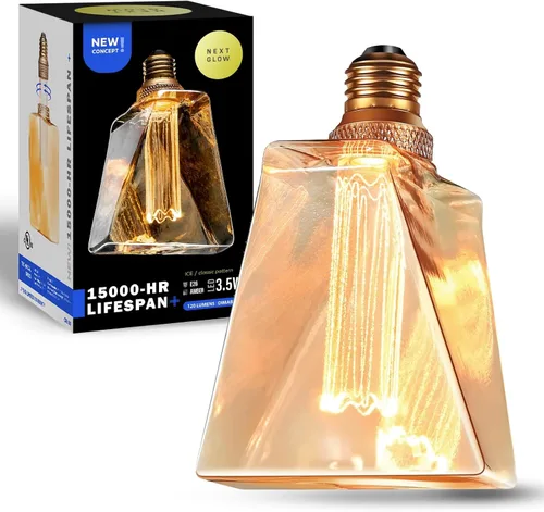 Next Glow - Bombilla decorativa LED | Bombilla Edison vintage grande estilo ICE para hogar, lámpara de mesa, iluminación colgante | 3.5 W, blanco