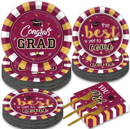 Miniatura 12 de Wiooffen Juego de 50 platos para fiesta de graduación y servilletas, suministros de felicitaciones para la clase de 2026, vajilla desechable