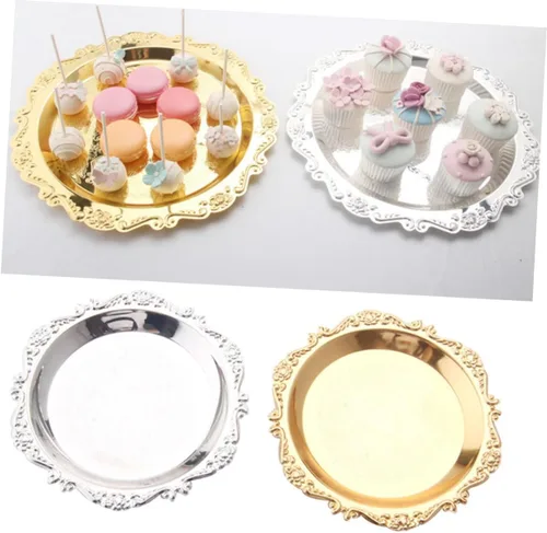 Miniatura 6 de Mini molde para magdalenas, plato antiguo, 6 piezas para pastelería, fruta, boda, bandeja de metal plateado, fiesta, diámetro, decoración de KTV