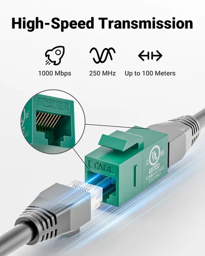 Miniatura 3 de VCE Acoplador Keystone CAT6 con certificación UL, paquete de 25 unidades, acoplador Ethernet hembra a hembra, acoplador RJ45 para CAT6/CAT5e/CAT5
