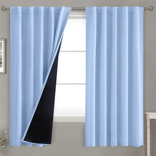 Miniatura 132 de BGment Cortinas 100% opacas beige de 63 pulgadas de largo con forro aislante térmico, bolsillo para varilla y lengüeta trasera de doble capa