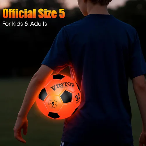Miniatura 5 de Balón de fútbol que brilla en la oscuridad para niños de 8 a 12 y 15 años, pelota de fútbol con luz LED con bomba para interiores y exteriores