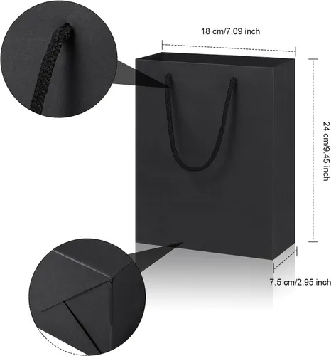 Miniatura 2 de Zonon - Caja de regalo de lujo color negro y rosa con tapa y cinta, bolsa de regalo de 9 x 7 x 3 pulgadas, con tarjeta de felicitación, papel