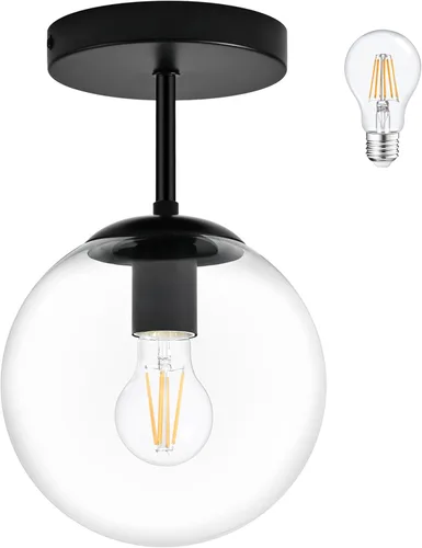 Miniatura 13 de Lámpara de techo semiempotrada con globo dorado, moderna de mediados de siglo, lámpara de techo con globo para pasillo, sala de estar, cocina, Latón