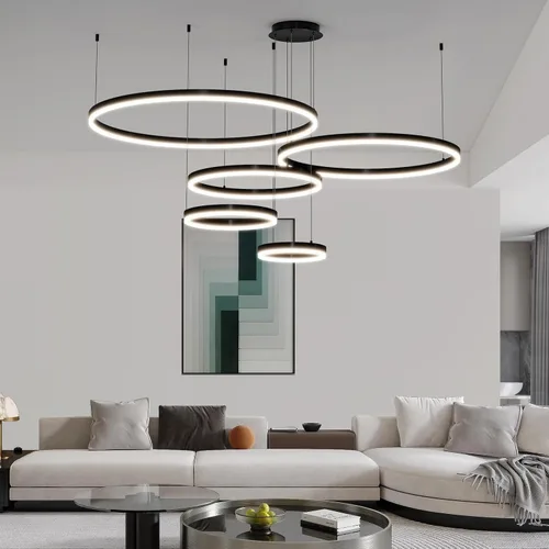 Miniatura 14 de Mikeru Lámpara LED moderna, lámpara colgante de techo con control remoto de 3000 a 6500 K, luz de temperatura de color ajustable para sala de estar