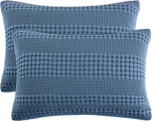 Miniatura 54 de PHF Fundas de almohada con tejido de gofre de 24" x 24", paquete de 2, funda de almohada cuadrada 100% algodón para decoración de ropa de cama, sin