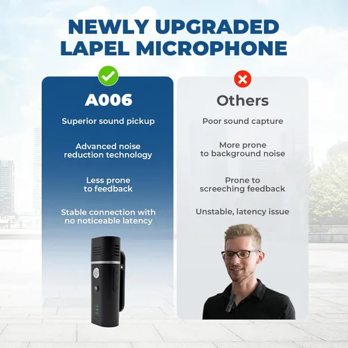 Miniatura 3 de Amplificador de voz con micrófono inalámbrico de solapa, megáfono personal para profesores, mini sistema PA Bluetooth portátil de 15 W y micrófono