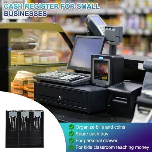 Miniatura 3 de PATIKIL Bandeja de dinero para caja registradora, bandeja de inserción de cajón, organizador portátil de caja de almacenamiento de dinero con clip