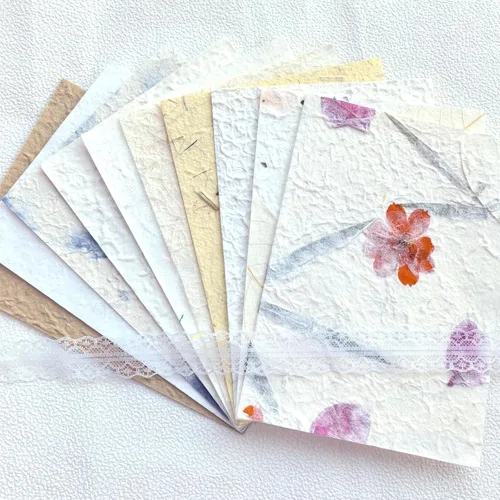 Miniatura 10 de Juego de 20 papeles de recortes con textura A5 y tela de malla, papel artesanal hecho a mano para álbumes de recortes, suministros de diario basura