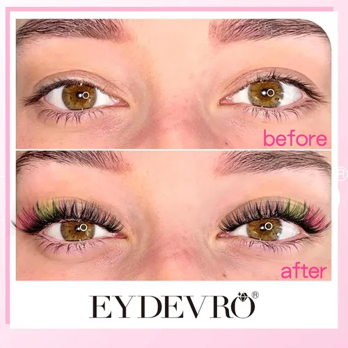 Miniatura 5 de Kit de extensiones de pestañas de colores, kit de extensión de pestañas de 6 colores, pestañas individuales con unión y sello y pinzas de pestañas