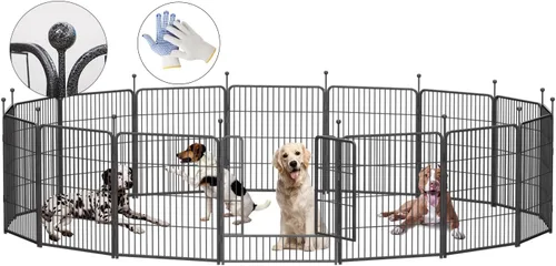 Miniatura 8 de Corralito para perros, 32/40/45 pulgadas de altura resistente, plegable para interiores y exteriores antioxidante, cerca de ejercicio para perros
