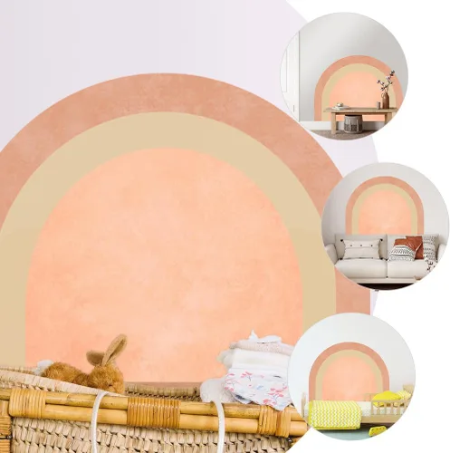 Miniatura 7 de Uonlytech Adhesivo de pared de arco extraíble para decoración elegante del hogar, fácil de aplicar, arte de pared semicírculo para dormitorios
