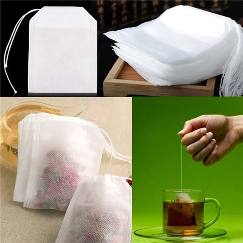 Miniatura 3 de 100 bolsas de filtro de té, telas no tejidas, bolsas de té vacías con sello de cuerda, papel de filtro, bolsas de té sueltas